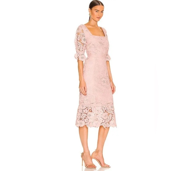 Revolve Steve Madden Did It My Way - Puff Sleeve Lace Women's Midi Dress Size 2 - Picture 2 of 7